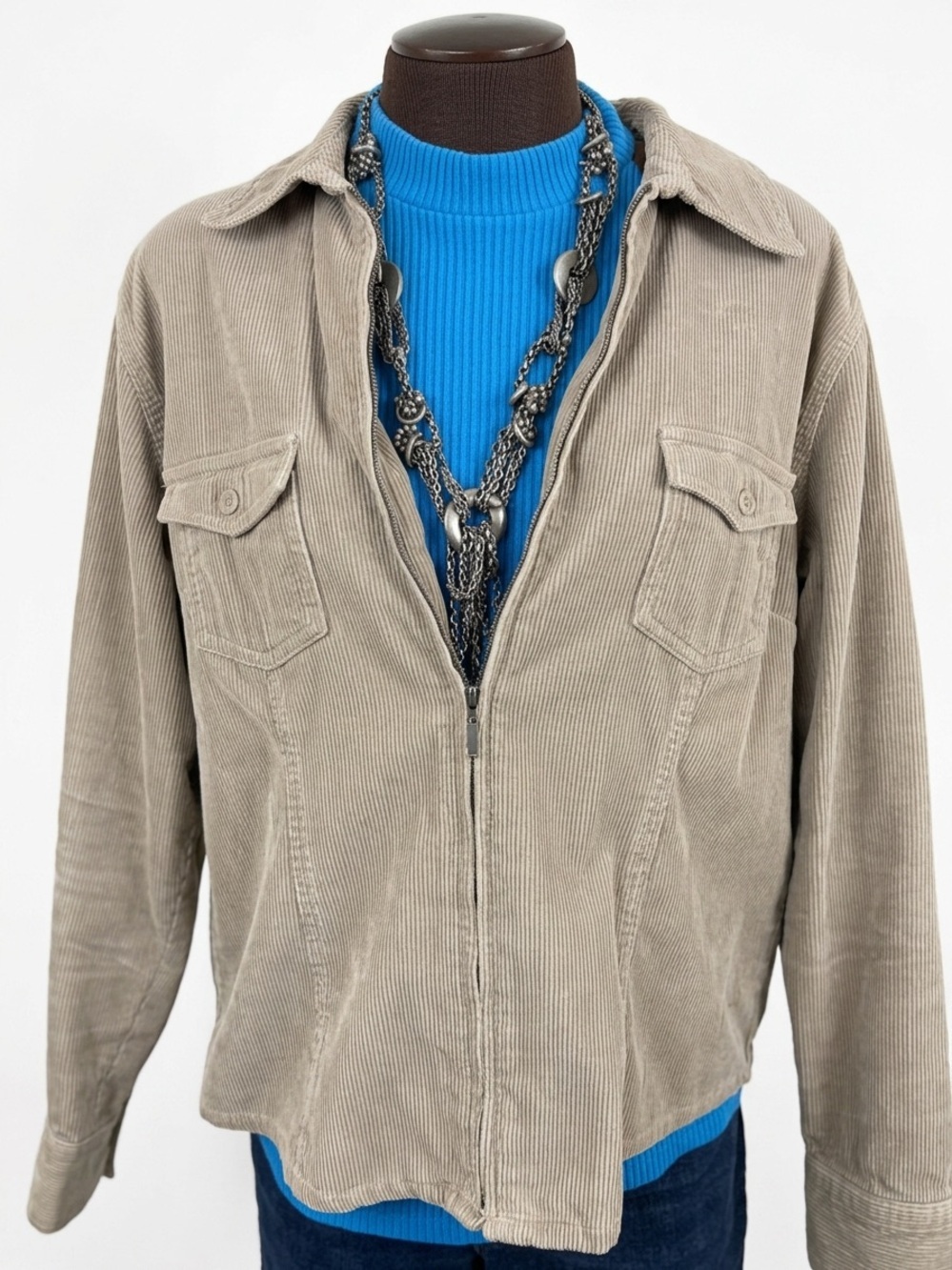 Sonoma Life+Style Beige Corduroy Zip-Up Jacket Excellent Condition